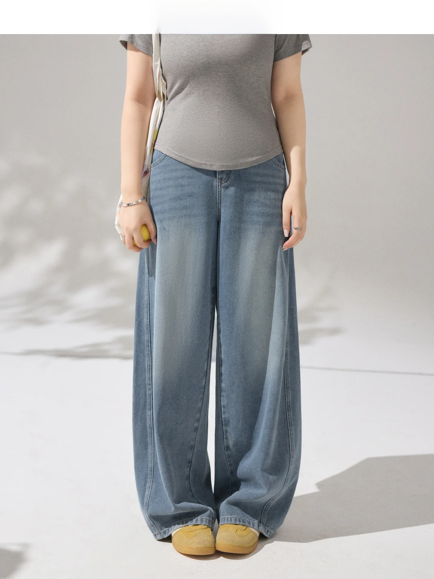 

Женские джинсы-брюки в стиле ретро: свободные, широкие, с высокой талией, синие, из комфортного хлопкового эластичного денима, прямого кроя