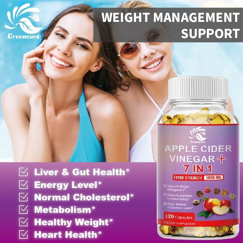 Greensure Apple Cider Vinegar Equivalent to 3650mg with Ginger Root, Turmeric, Elderberry, Best Supplement for Digestion, Immune