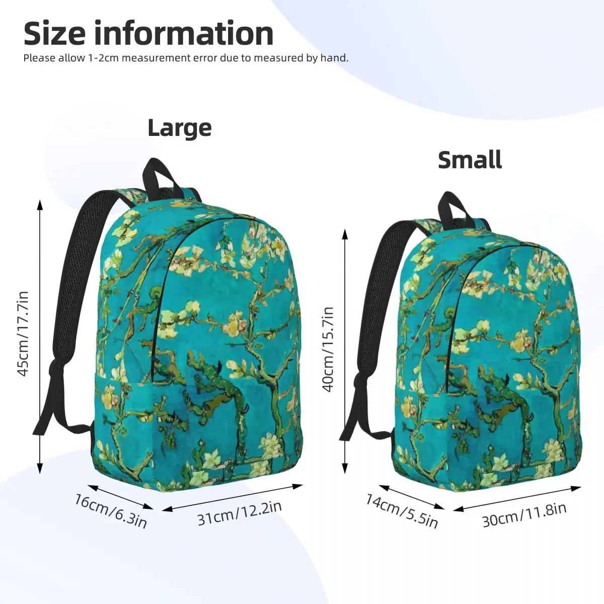 Van Gogh Canvas Backpacks Almond Tree Floral Art Soft Unique Backpack Campus Bags