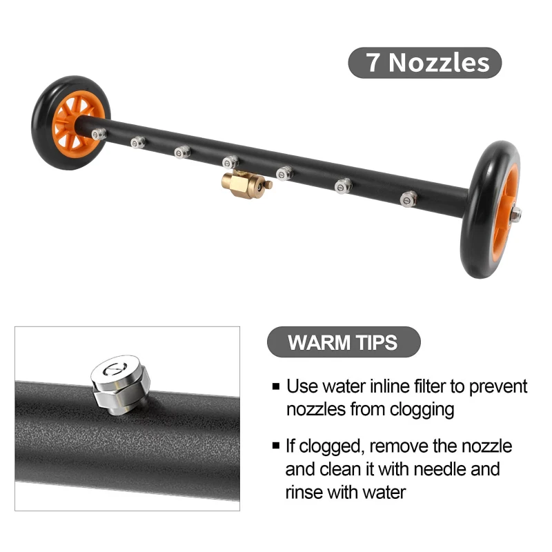 Water Broom for Pressure Washer Undercarriage Cleaner with 7 Nozzle Dual-purpose High-pressure Cleaner Pressure Washer Fittings