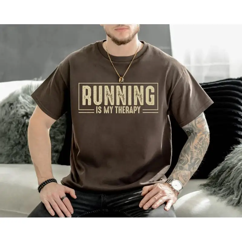 

Футболка унисекс Running is my therapy, рубашка для бега, рубашка для бега на открытом воздухе, топ для тренировок,
