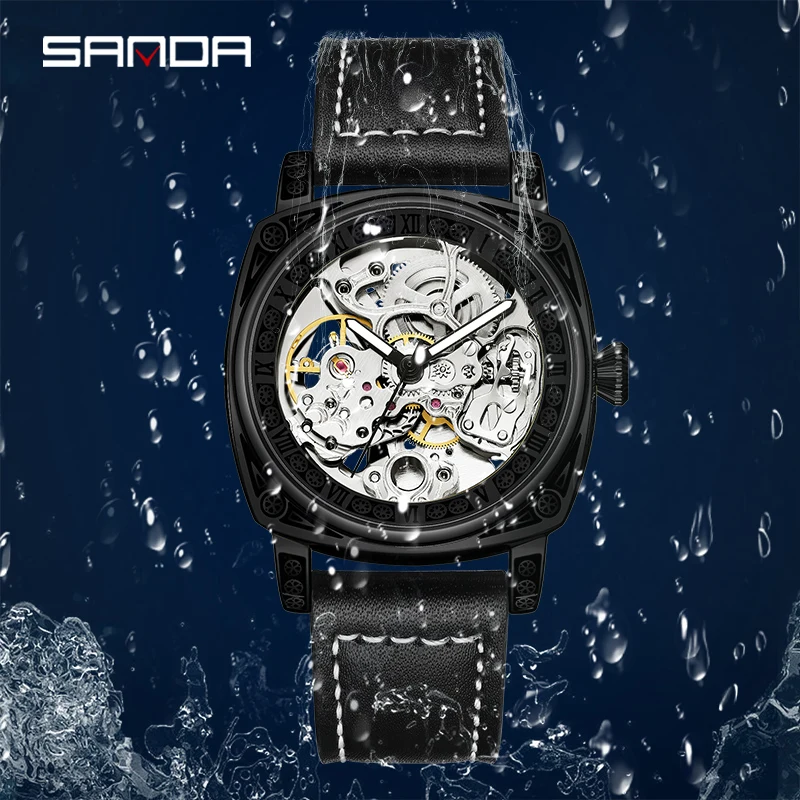 2024 Luxury Brand Automatic Mechanical Watch for Men Tourbilon Skeleton Watches Waterproof Wristwatch Silicone Band Reloj Hombre