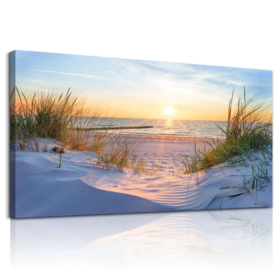 

MHARTK66 Wall Decor For Living Room Large Canvas Wall Art For Bedroom Modern Office Pictures Wall Artwork Blue Sun Beach Grass