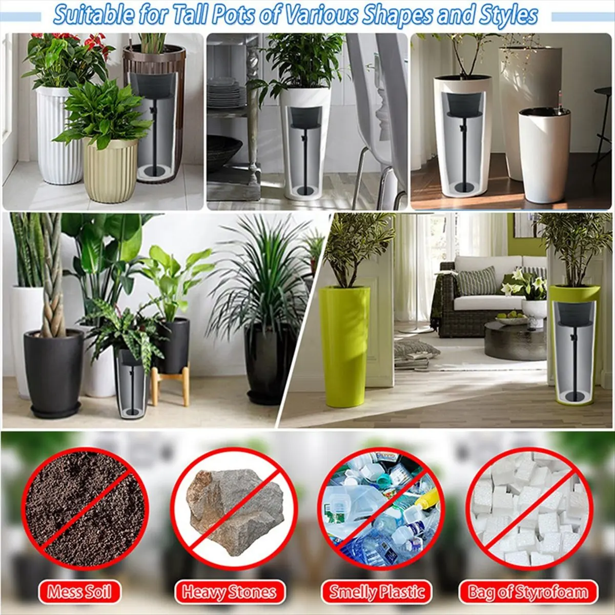 調節可能な植物用ライザー、植物用リフトインサート、屋内外用の背の高いテーパープランターコンテナ用フラワーポットライザー、ショートモデル