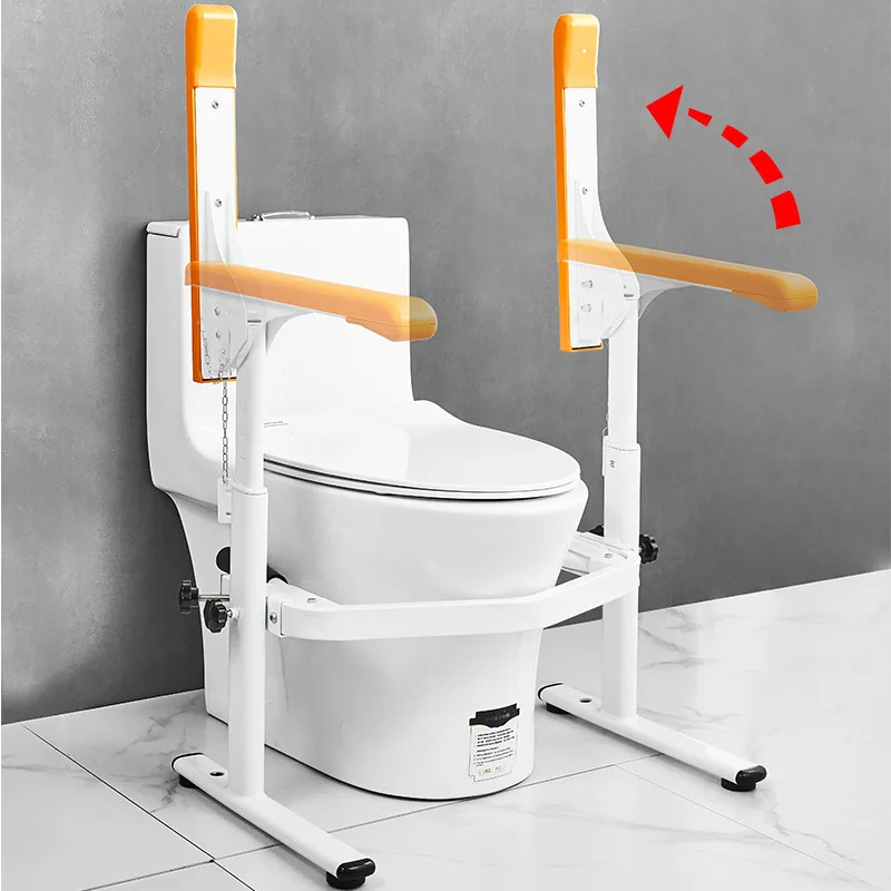 Sandaran toilet yang dapat diakses, alat bantu berdiri saat buang air, penyangga toilet lipat