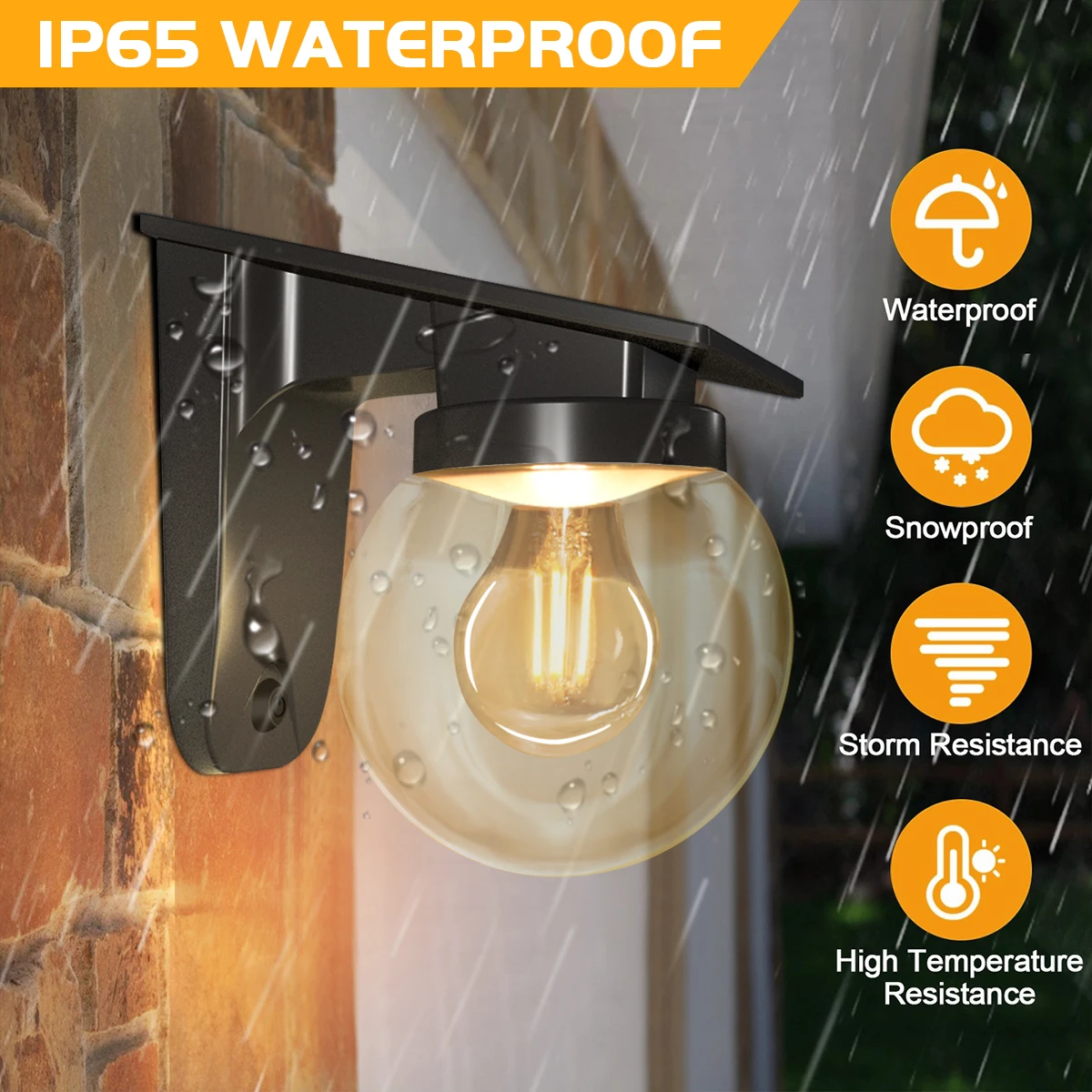 

Wall Light With Detachable Bulb Solar Powered Garden Lights Outdoor Solar Balcony Ambient Wall Lamp IP65 Waterproof for Porch