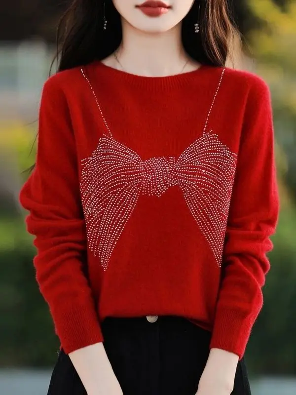 Faionable جولة Ne محبوك سترة Camere المرأة فضفاضة تناسب العلوي الخريف الشتاء الدفء انبعاث تريكو أعلى