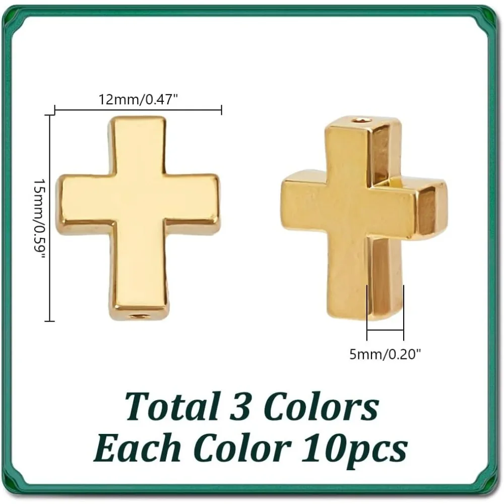 30 قطعة خزر عازل الصليب 3 ألوان العتيقة برونزية الصليب الصليب سحر 15 مللي متر موصل معدني حبة DIY بها بنفسك