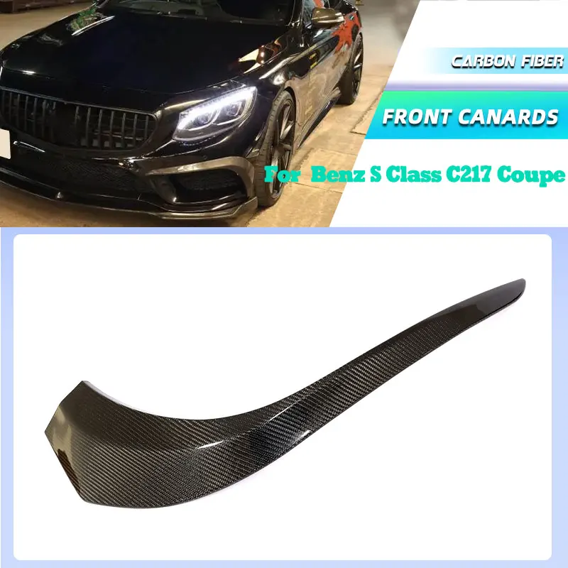 

Карбоновые накладки (канарды) на передний бампер для Mercedes-Benz S-Класса C217 S500 Coupe Sport 2014-2020, спойлеры для противотуманных фар, элементы обвеса