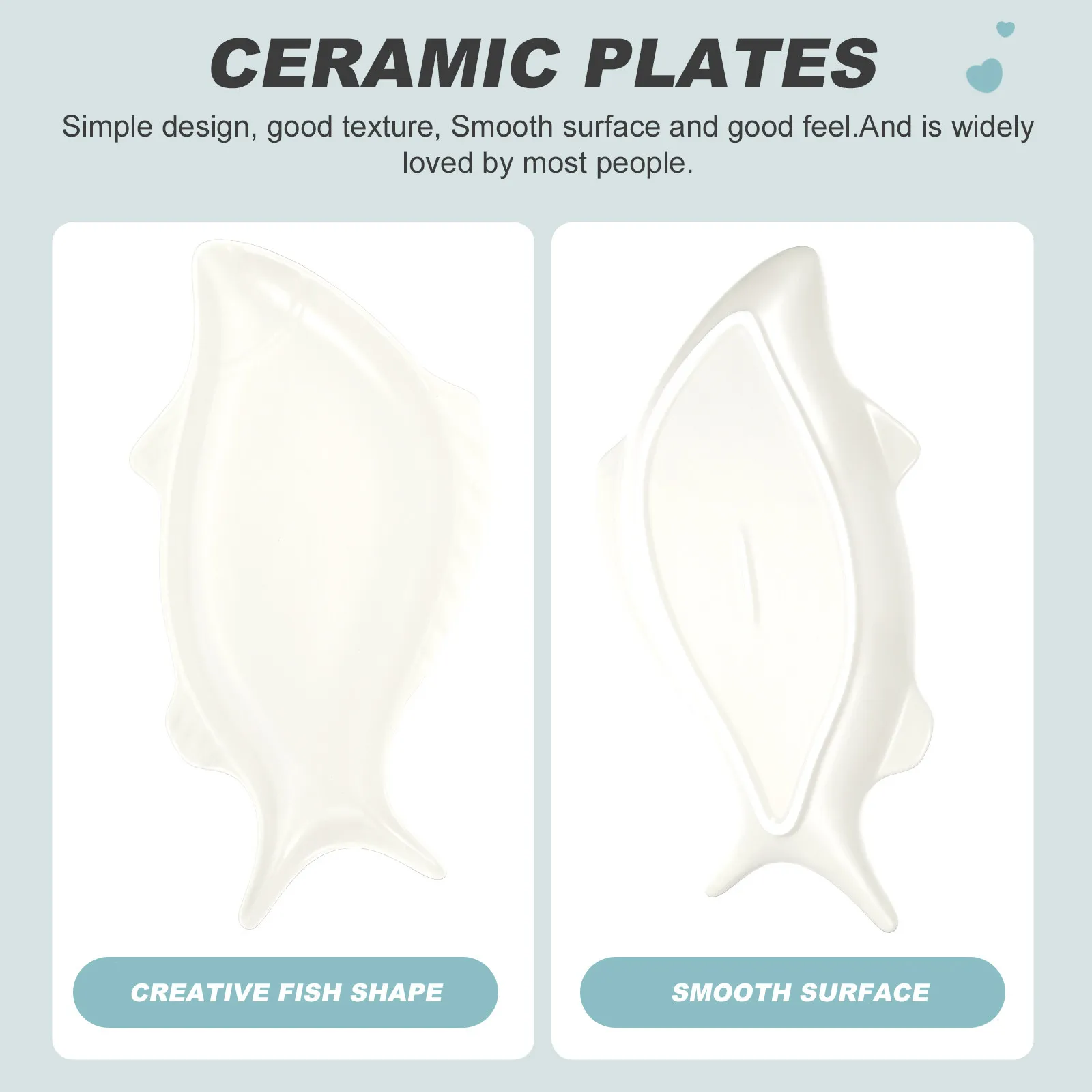 Fish Shape Ceramic Plate Premium Multi-Functional Serving Tray for Snacks Fruits Cake Dessert Storage Compact Easy Clean Home