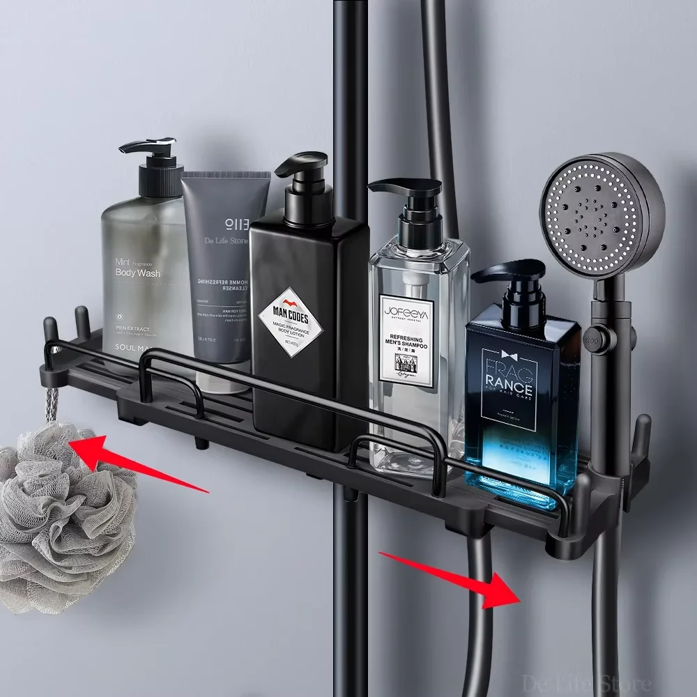 Ausziehbares Duschregal, Badezimmerregal ohne Bohren, Shampoo-Tablett, Duschaufbewahrungshalter, Badezimmer-Zubehör