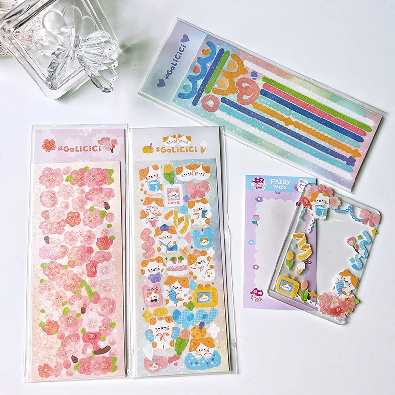 Sakura Kat Decoratieve Sticker Diy Scrapbooking Dagboek Hand Account Collage Idol Kaart Album Journal Laser Kawaii Briefpapier