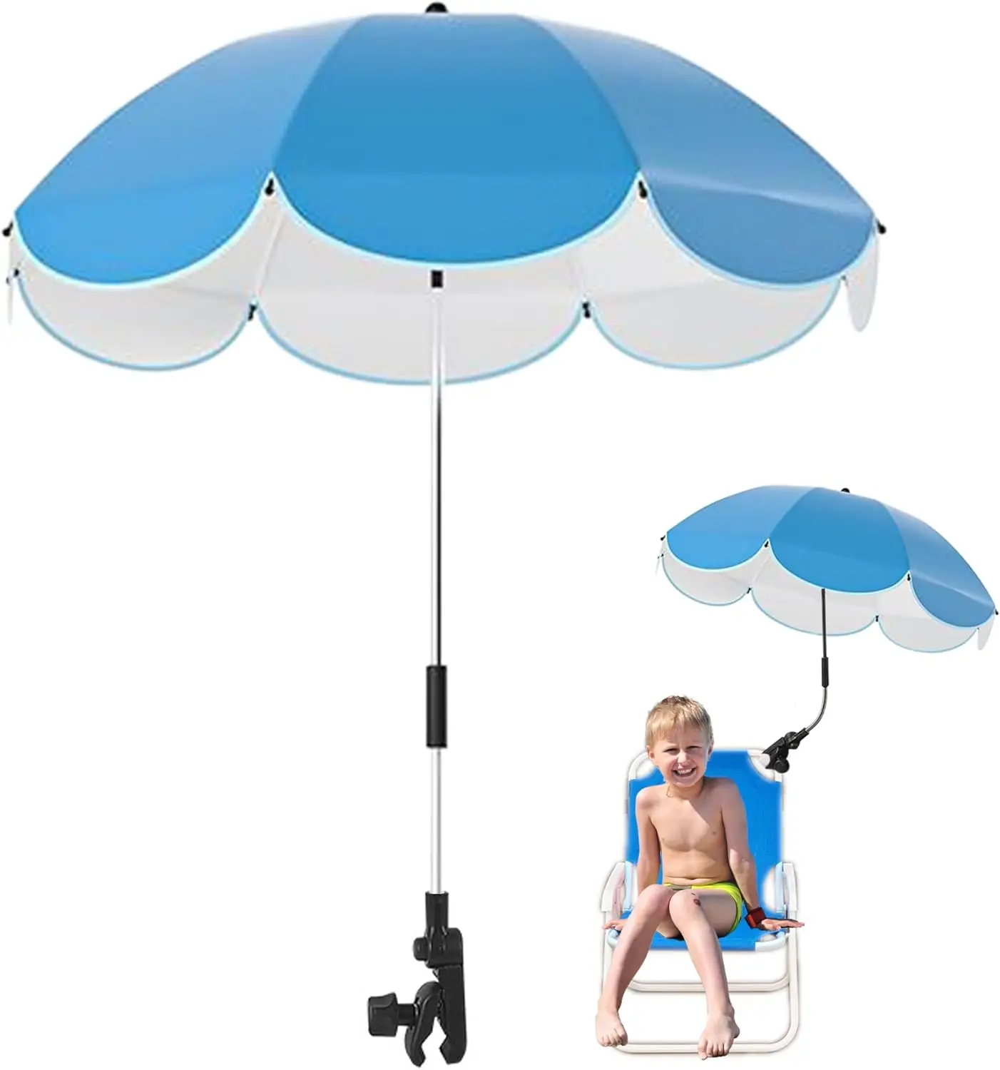 

30 Inches Chair Umbrella with Clamp,Waterproof Umbrella Sunshade for Child Outdoor, Clip on Umbrella