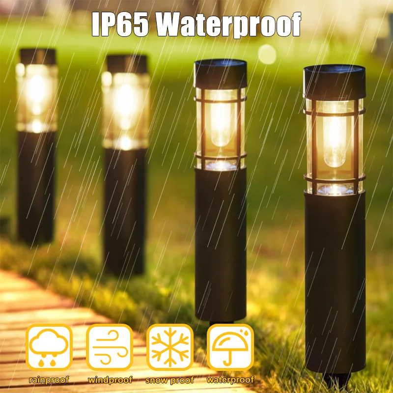 

Solar Garden Pathway Lights Outdoor LED Ground Bollard Light Waterproof for Patio Lawn Yard Courtyard Landscape Home Decor Lamp