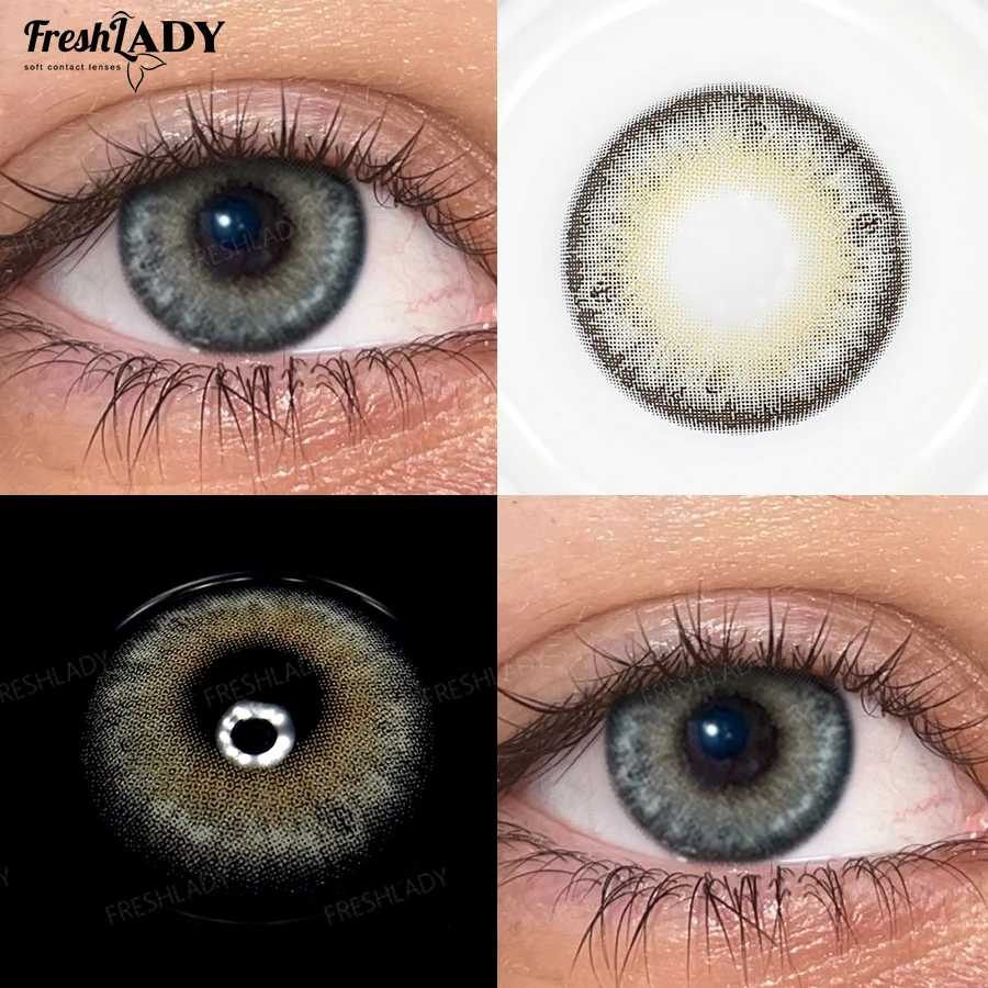 FreshLady 1 Paar Braune Kontaktlinsen für Graue Augen Natürliche Braune Augen Kontaktlinse Augen-Make-up Schönheit 14,20mm Jahreslinsen – Detail 1