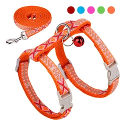 Nylon Cat Harness Vest Leash Lead For Kitten Puppy Adjustable Small Medium Cats Dog Harness With Bell Accessories Leash Set