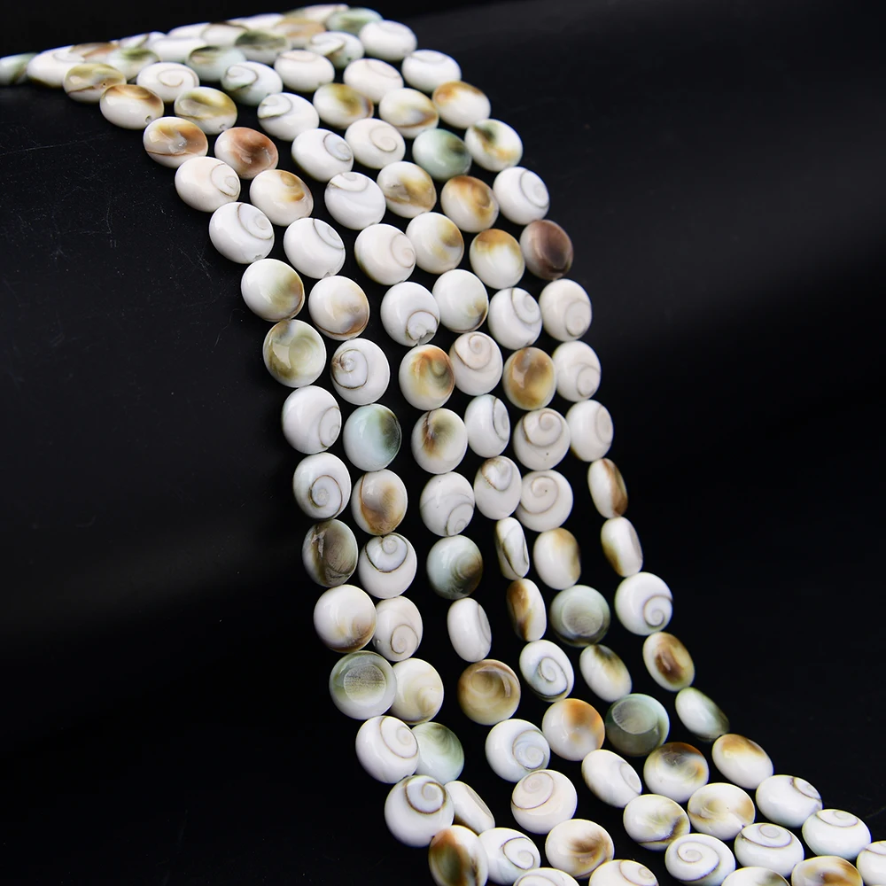 APDGG 10mm Natural Mix Color Sun Clam Shell Coin Loose Beads 15.5'' DIY Jewelry