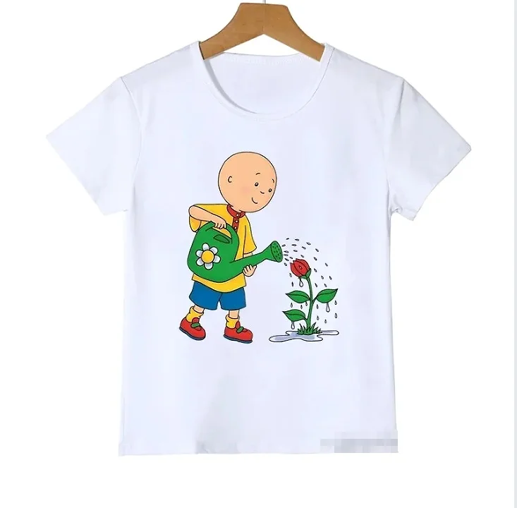 الصيف صبي وفتاة تي شيرت لطيف Caillou والكلب الكرتون المطبوعة الاطفال تي شيرت أزياء طفل قصير الأكمام تي شيرت أعلى