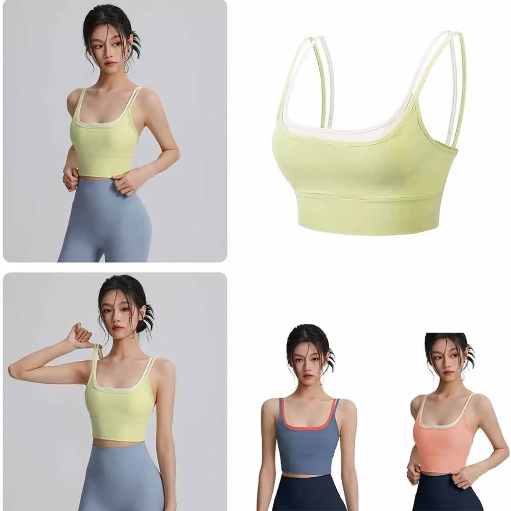 

Breathable Workout Bra Color Blocking Shockproof Sports Bra Anti Sagging Enhances Chest Support Yoga Underwear Workout