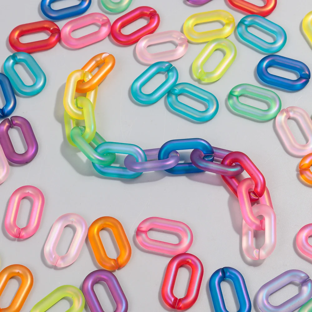 15pcs Big Matte Acrylic AB Colorful Oval Links Chain Beads for Making Jewelry DIY Bracelet Necklace Glasses Chains Accessories