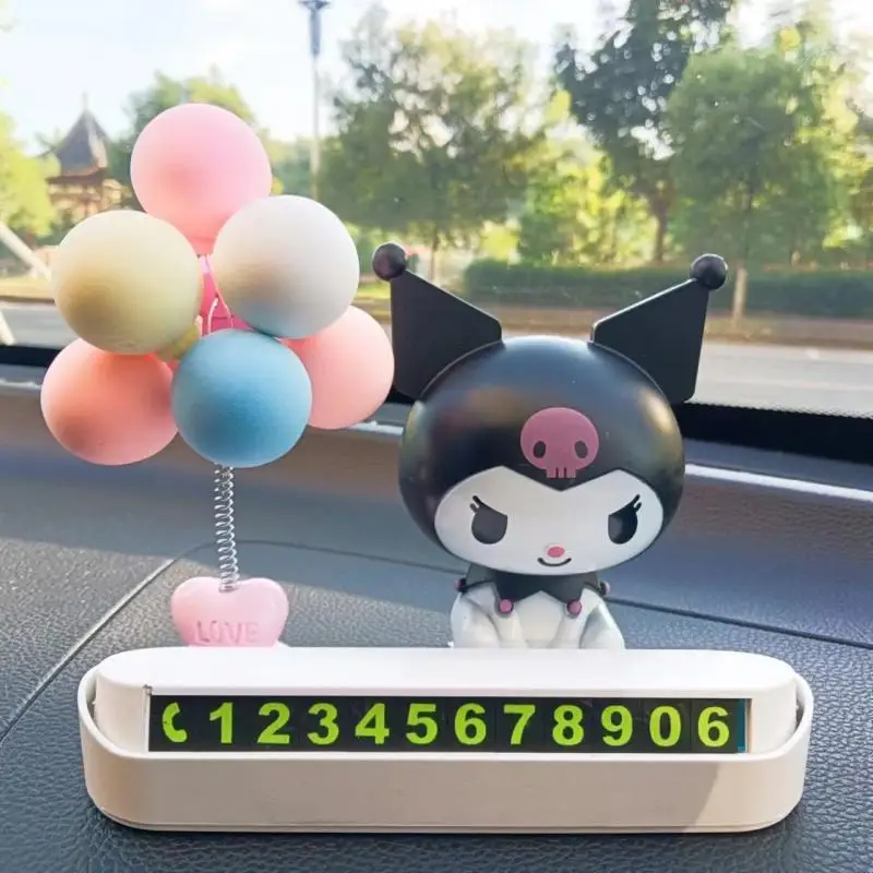 Sanrio Kuromi Kawaii Anime Temporary Parking Phone Sign Mobile Phone Number Plate Car Interior Decoration Center Console 24 Hot