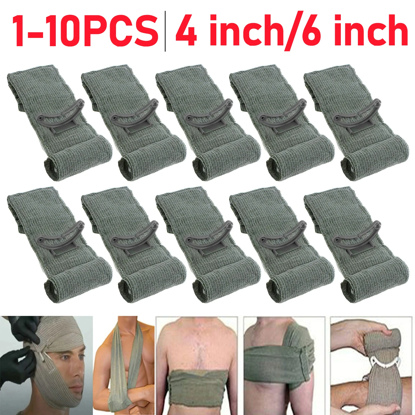 4/6 Inch Israeli Bandage Wound Dressing Emergency Compression Bandage Traumatic Hemostatic Bandage Tactical First Aid Kids IFAK