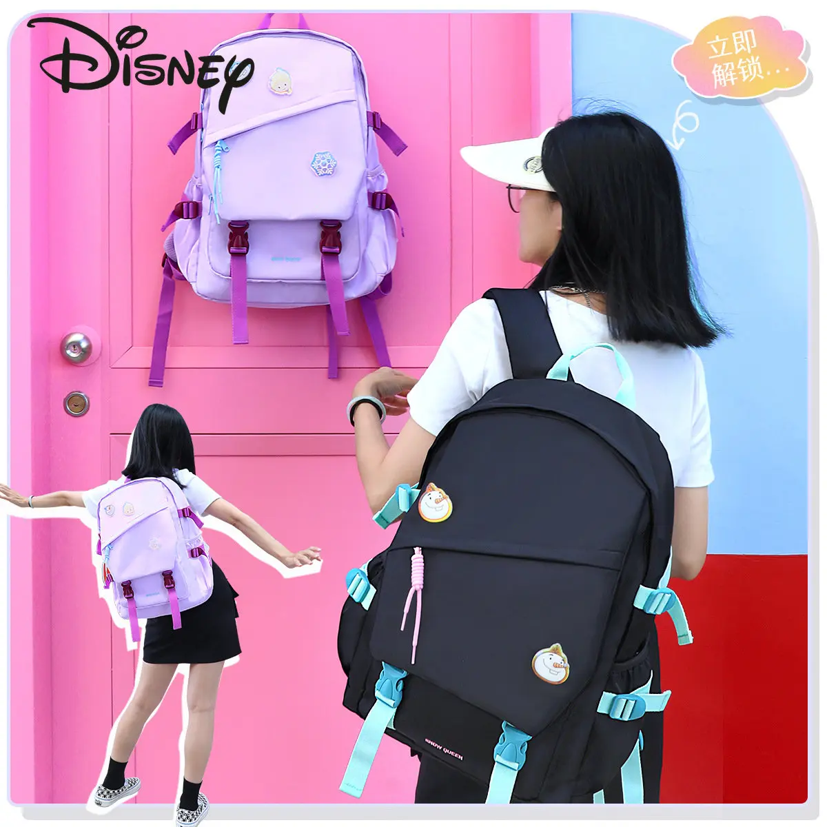 Disney New Student Backpack Fashion High Quality Waterproof Women's Backpack Cartoon Cute Large Capacity Lightweight Backpack