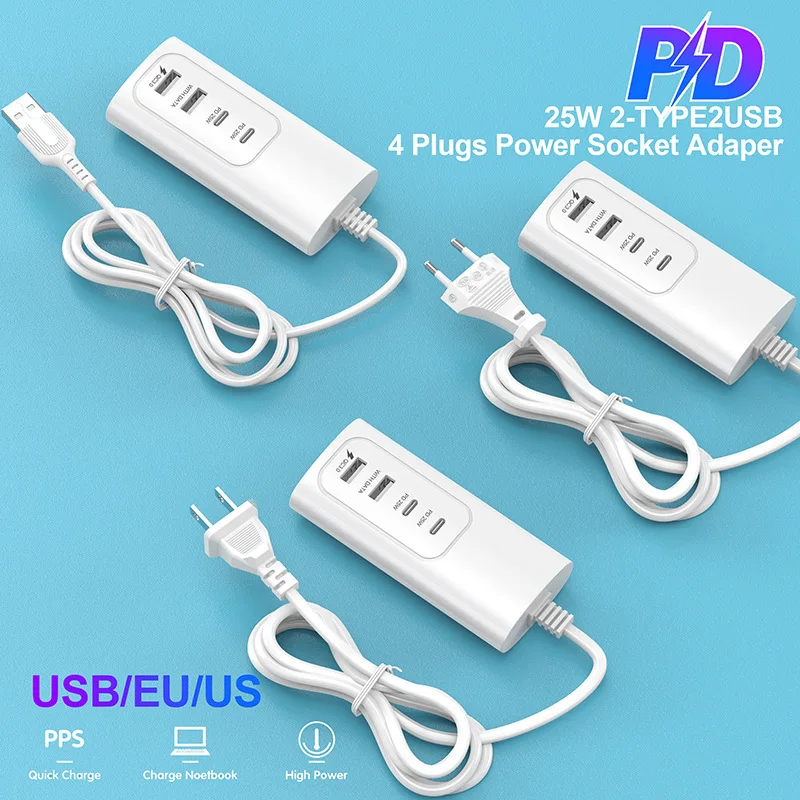 Multifunktion ale Hochgeschwindigkeits-Multi-Port-USB-Typ C Hub EU/US-Splitter-Sockel Erweiterung Desktop-Laptop pd25w QC 3,0 Daten ladegerät