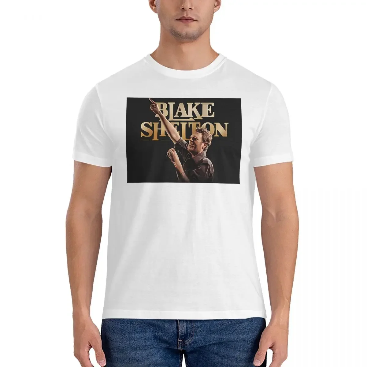 Humorous Fans T-Shirts for Men Round Collar Cotton T Shirts B-Blake Shelton Tour Short Sleeve Tees Printing Clothes