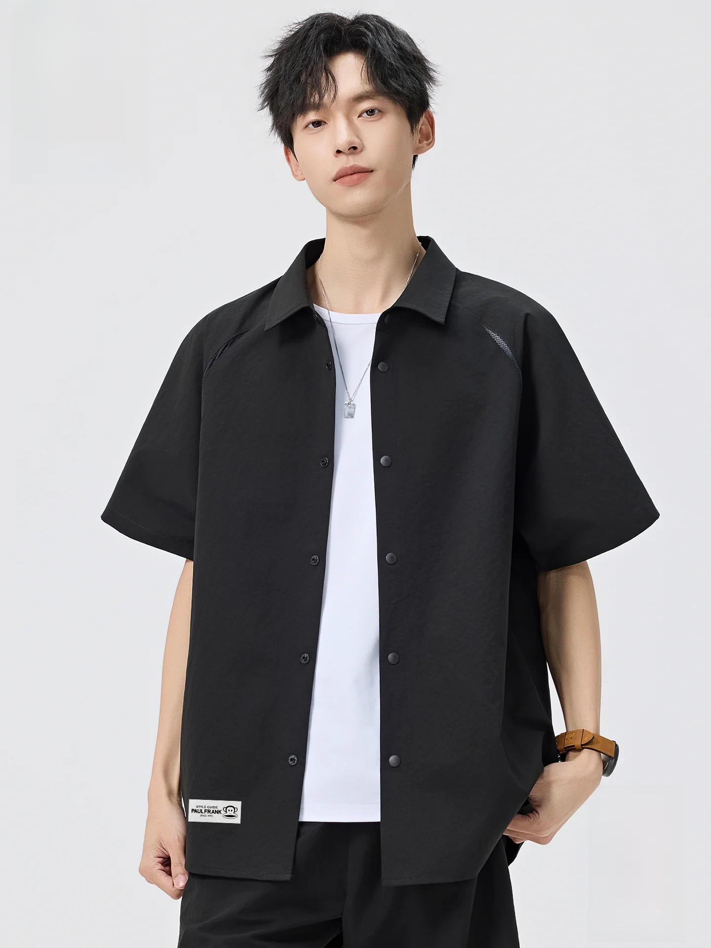 

Летняя дышащая свободная куртка из полиэфирного волокна с воротником для работы и поездок на работу, черная