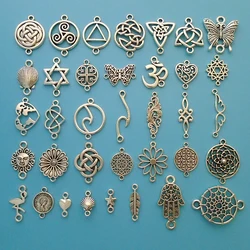 Colgantes de conector de plata tibetana, accesorios para fabricación de joyas, 15 piezas