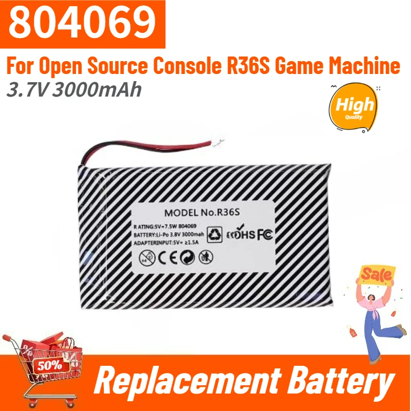 

804069 High Quality Battery 3.7V 3000mAh for Open Source Console R36S Game Machine Brand New Replacement Battery