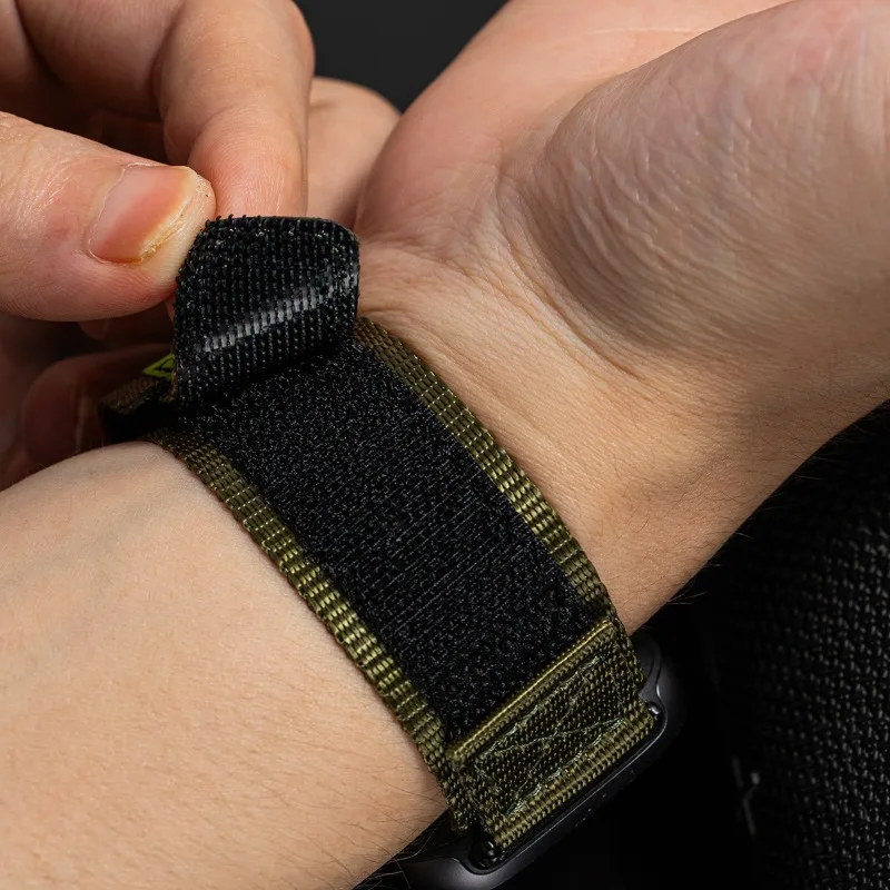 حزام نايلون تكتيكي لساعة Xiaomi Redmi 6/5/4 سوار رياضي لـ Miband 9/8 pro سوار بديل مرن قابل للتنفس