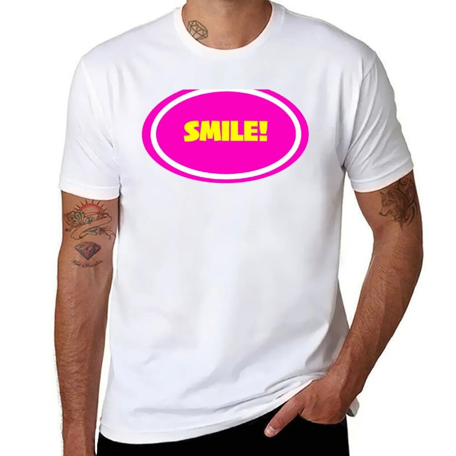 

Smile! Print Novelty: Pink Background T-Shirt g man t shirts for men t shirts designer T-Shirt