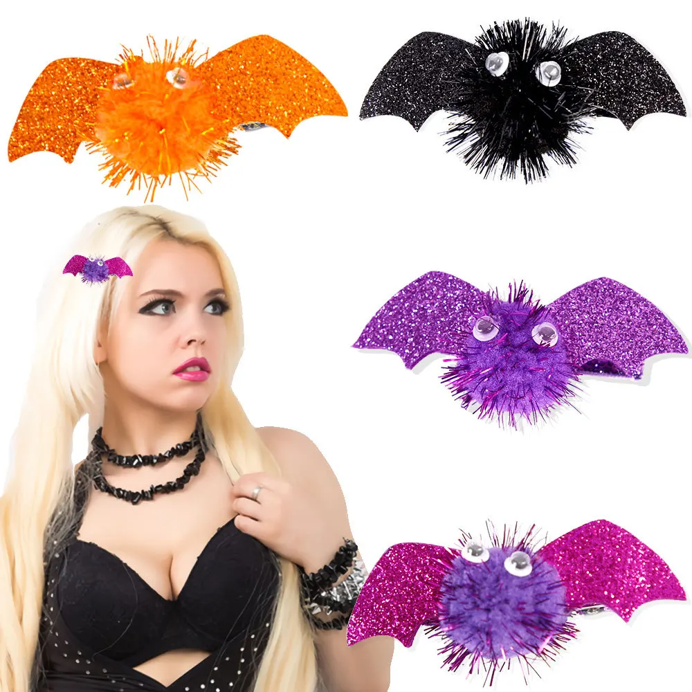 

Halloween Bat Hair Clip Ghost Festival Women Girl Dress Up Accessories Black Purple Wings Hair Clip Headpiece Bat Hair Clip