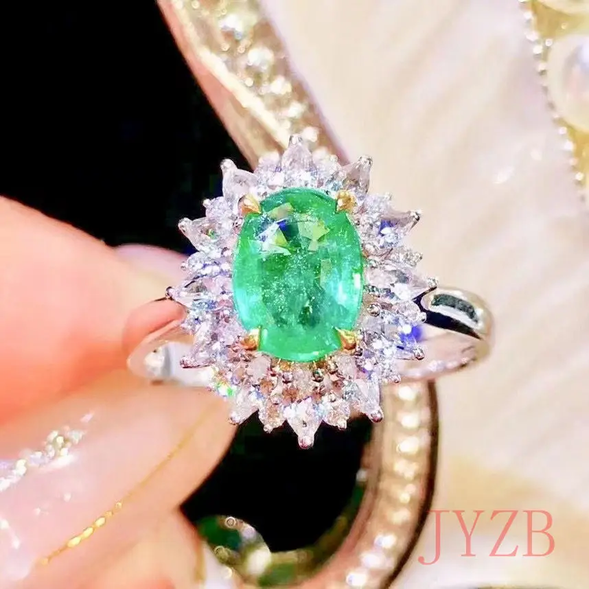 AAAA Natural Colombian Emerald Female ring 925 sterling silver Gift gift