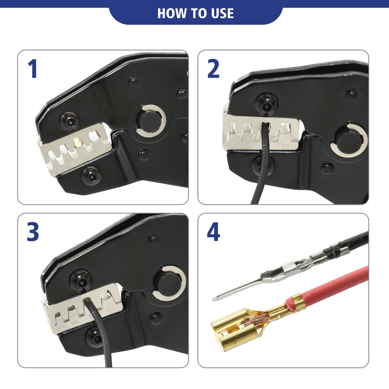 Nicht isoliertes Crimpzange mit offenem Zylinder SN-58B 23–16 AWG/0,25–1,5 mm2, Dupont Molex JST TE-Anschlüsse und EPC PCIE SATA-Pins