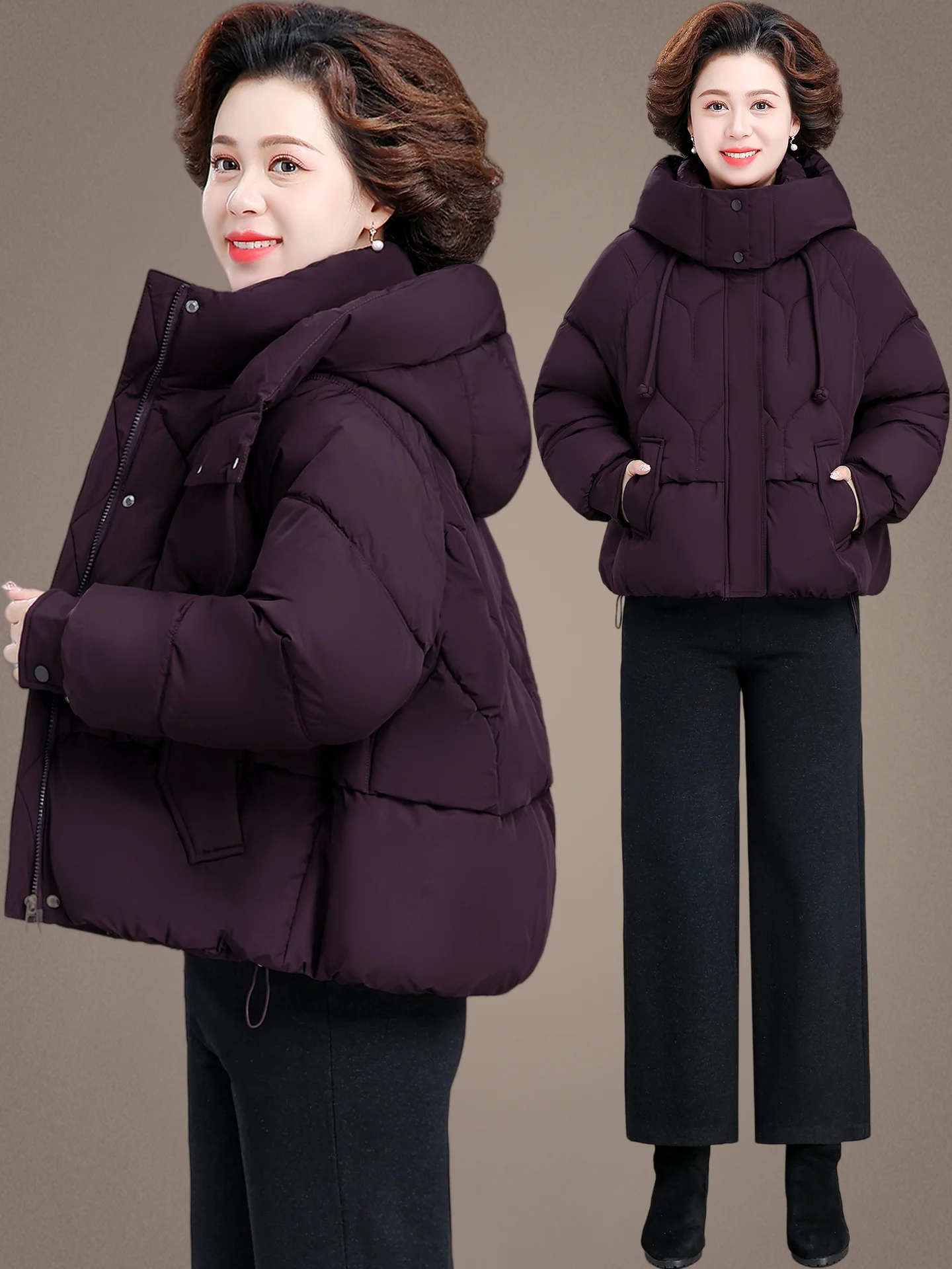 

Sli Thiened Cotton Jaet Winter Outerwear for Mom Mid-aged Women New Year's Clothing Faionable ly Women Coat