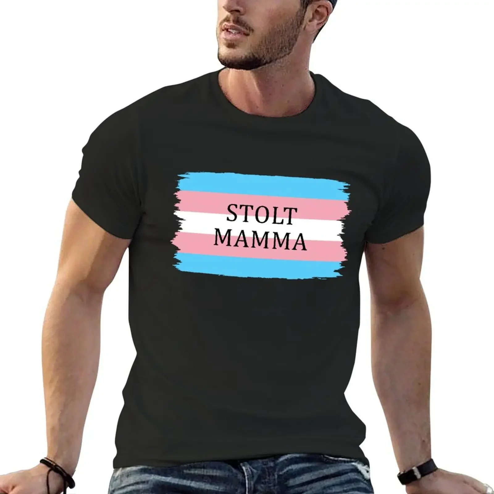 Trans fáni - Stolt mamma T-Shirt customs design your own tees black t-shirts for men