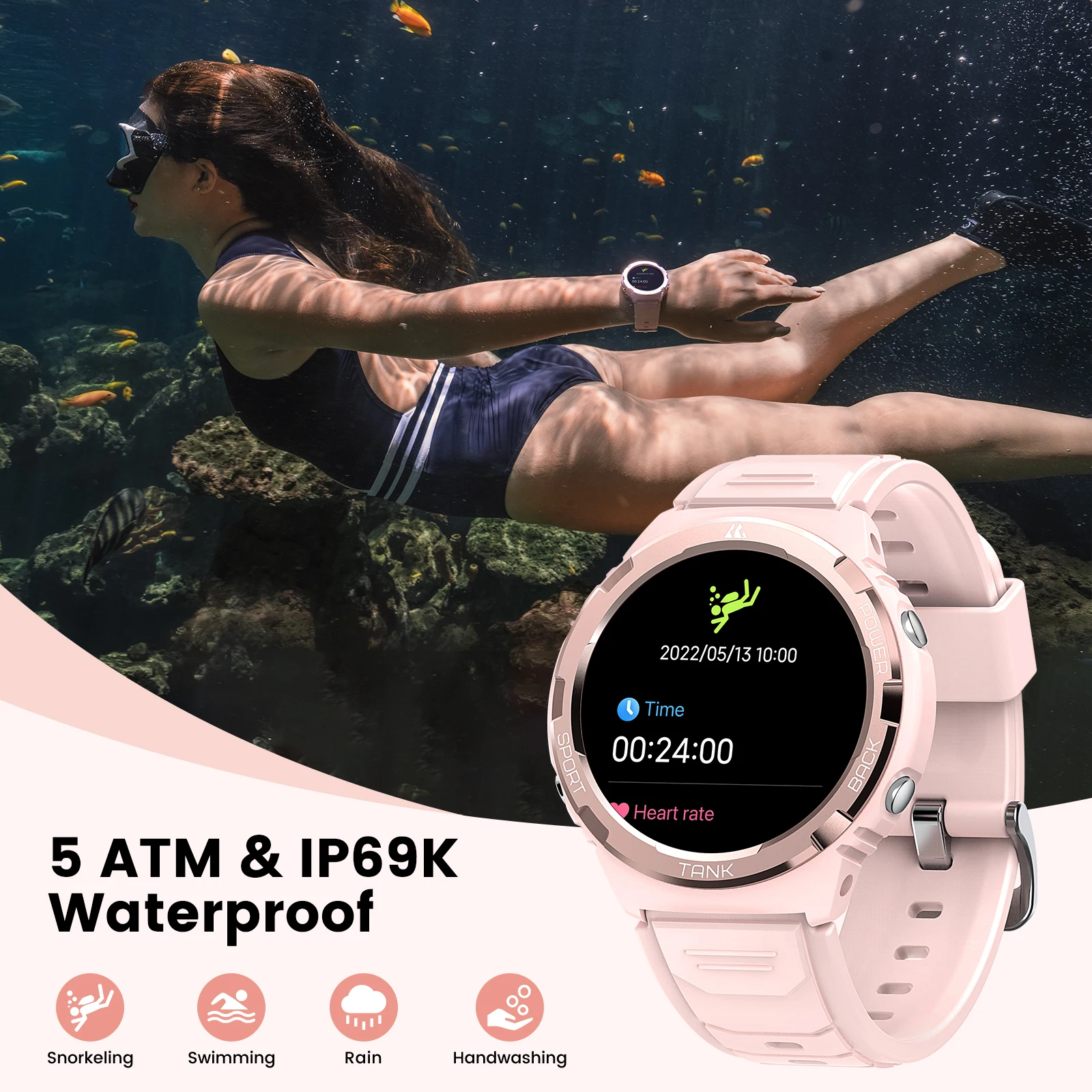 2024 KOSPET TANK S1 Smart Watch per donna Ultra AOD AMOLED orologi 5ATM impermeabile Bluetooth Call Fitness smartwatch digitali