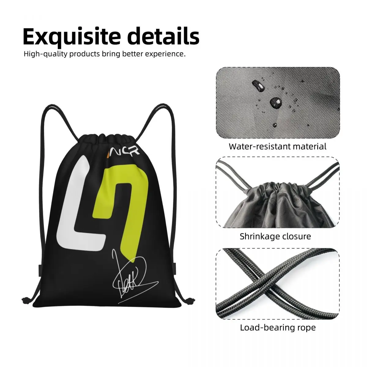 Lando Norris Racing Driver Motorsport mochila con cordón, deportes, gimnasio, Sackpack, bolsa de cuerdas para senderismo