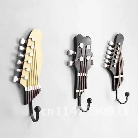 

3 PCS/Set Guitar Heads Hook Wall Mounted For Watch Keys Sundries Bag Purse Hook Music Home Resin Clothes Hat Hanger Hook