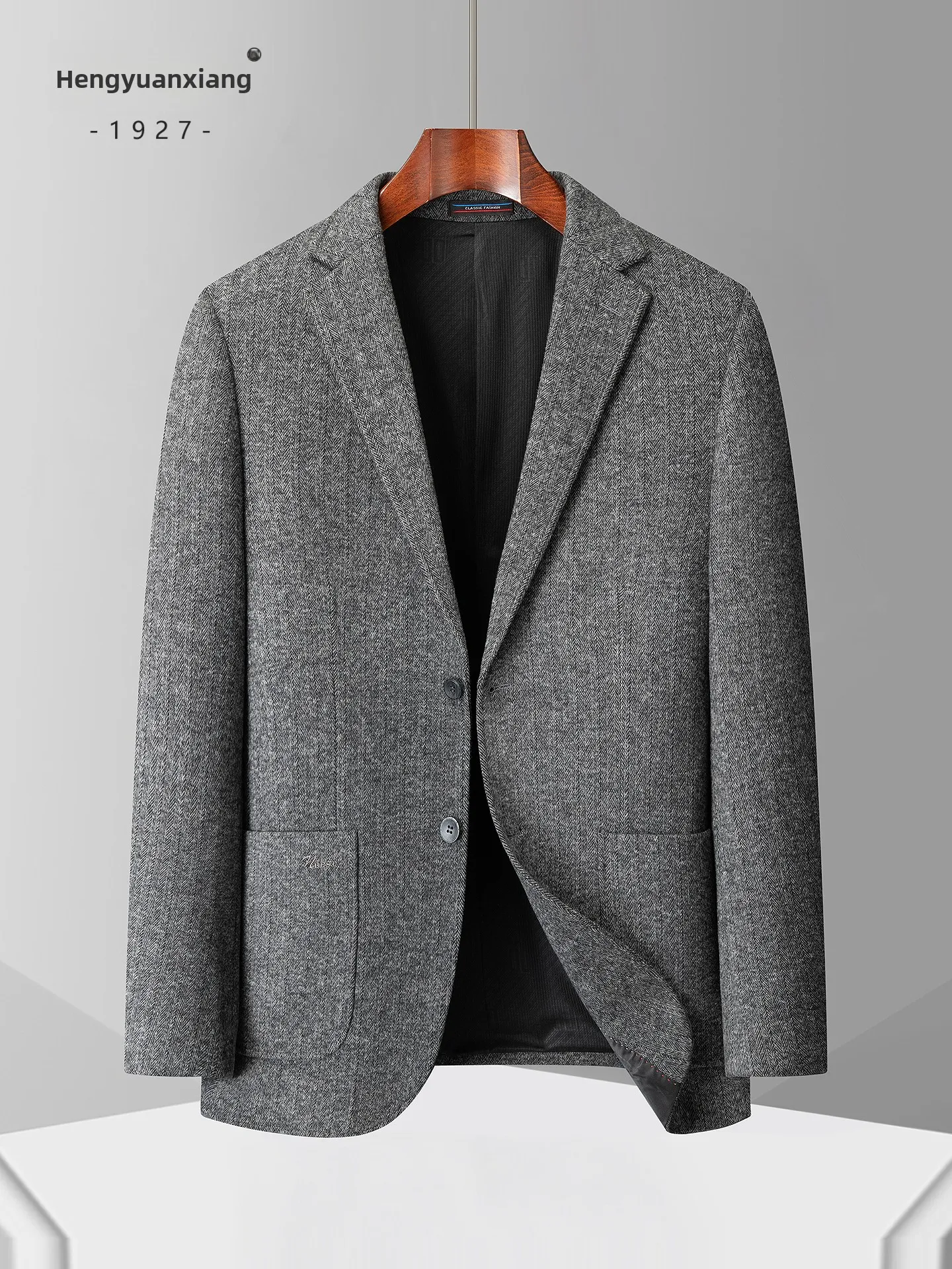 Business Suit Men's Wool Blend Autumn Winter New Style Tailored Fit Formal Wear Polyester Viscose Wool Blend Long Sleeve