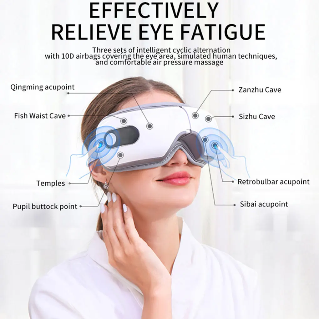 

Bluetooth Music Eye Massager For Migraines Prevent Eye Wrinkles Compact And Portable Improve Blood