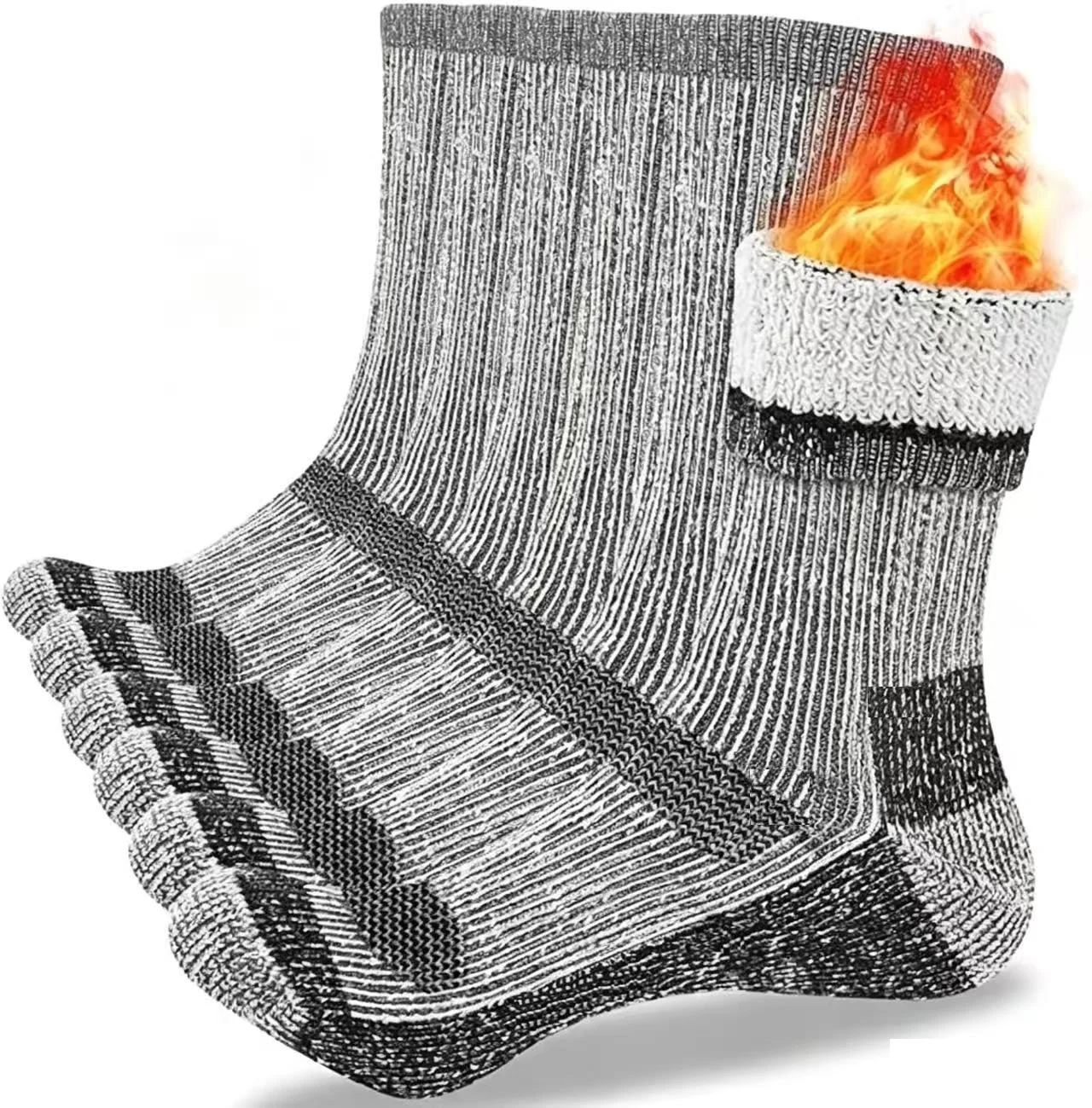 Merino Wool Thermal Socks, Suitable for Both Men and Women, 3 Pairs of Fully Cushioned Winter Boot Socks, Ideal for Hiking and Working in Cold Weather