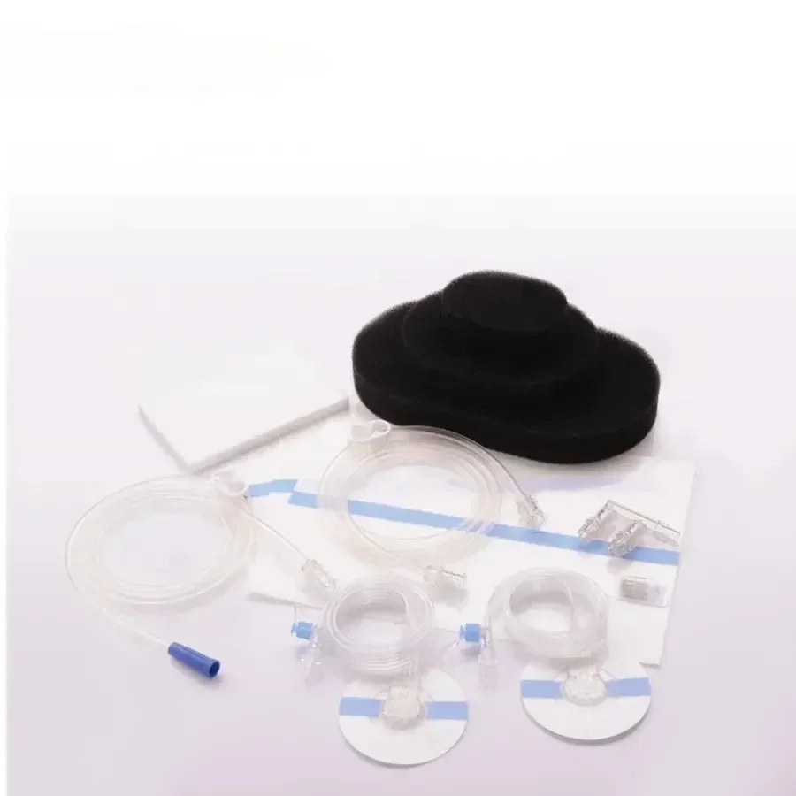 10 Sets Negative Pressure Wound Therapy NPWT VAC Kit with Black Foam Dressing Drainage Tube for Chronic Wound Healing Treatment
