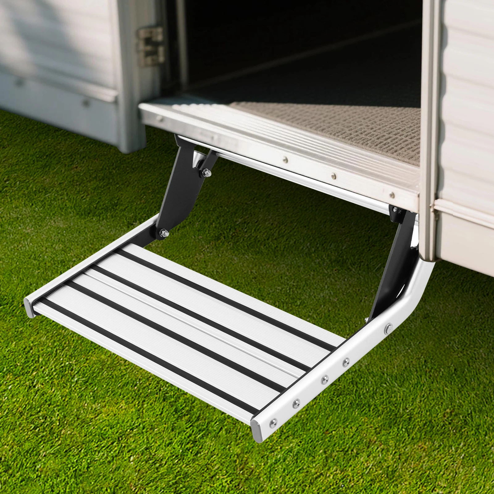 Scale d'ingresso pieghevoli per camper manuali Capacità 150 kg Costruzione in acciaio in alluminio, gomma antiscivolo, per viaggi su camper