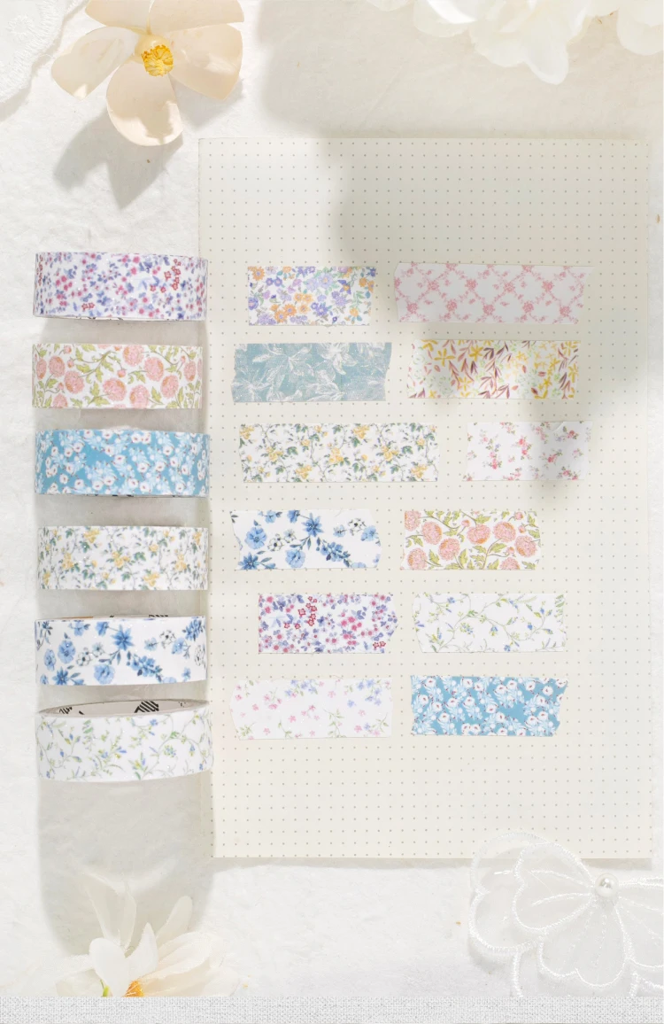 Journal GO Washi-Tape mit Blumenmuster, dekoratives Masking-Tape für Karten, Scrapbook, Planer, Dekoration, Schreibwaren, 1,5 cm x 2 m – Detail 10