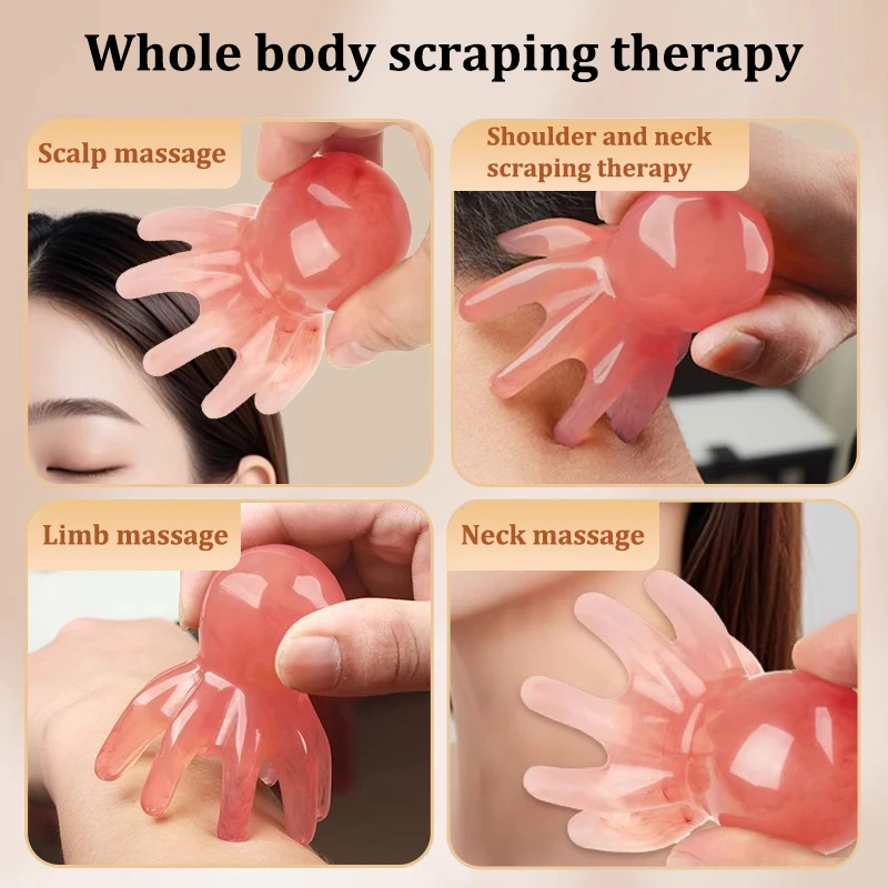 Resin Octopus Comb Head Massager – Gua Sha & Meridian Scalp Massage Tool for Acupressure, Stress Relief & Home SPA Therapy - view 2