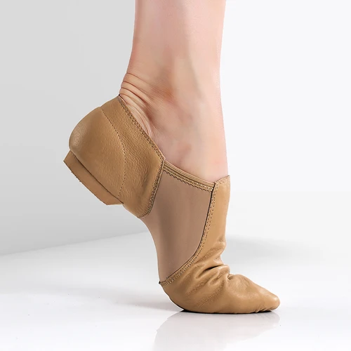 Imagen 2 del producto Zapatos de baile de Jazz de cuero genuino para niñas y mujeres, zapatos de Jazz con suela antideslizante negra tostada, zapatillas de baile para adultos, zapatos de Jazz de alta calidad